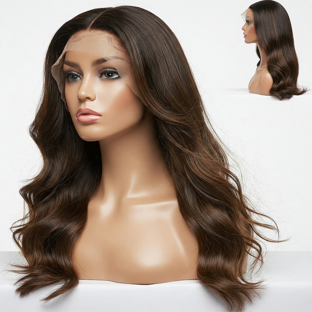 Tóc Giả Nữ Nguyên Đầu Đế Ren Bằng Tóc Thật