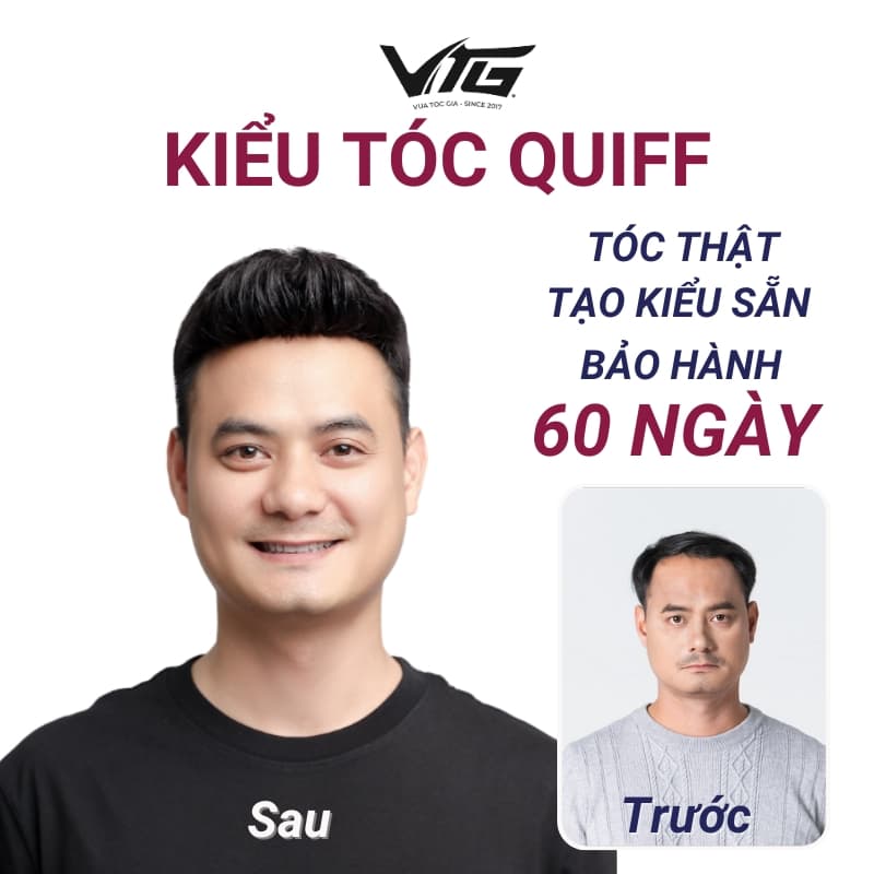 Tóc giả nam Quiff giá rẻ từ sợi tóc tự nhiên