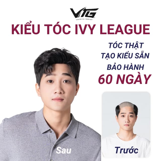 Tóc giả nam ngắn ivy league giá rẻ từ tóc thật | VTG Hair