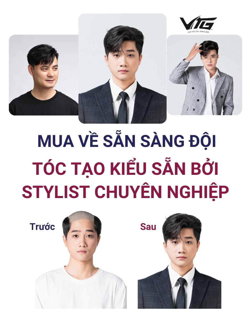 Tóc giả nam Side Part giá rẻ từ sợi tóc tự nhiên